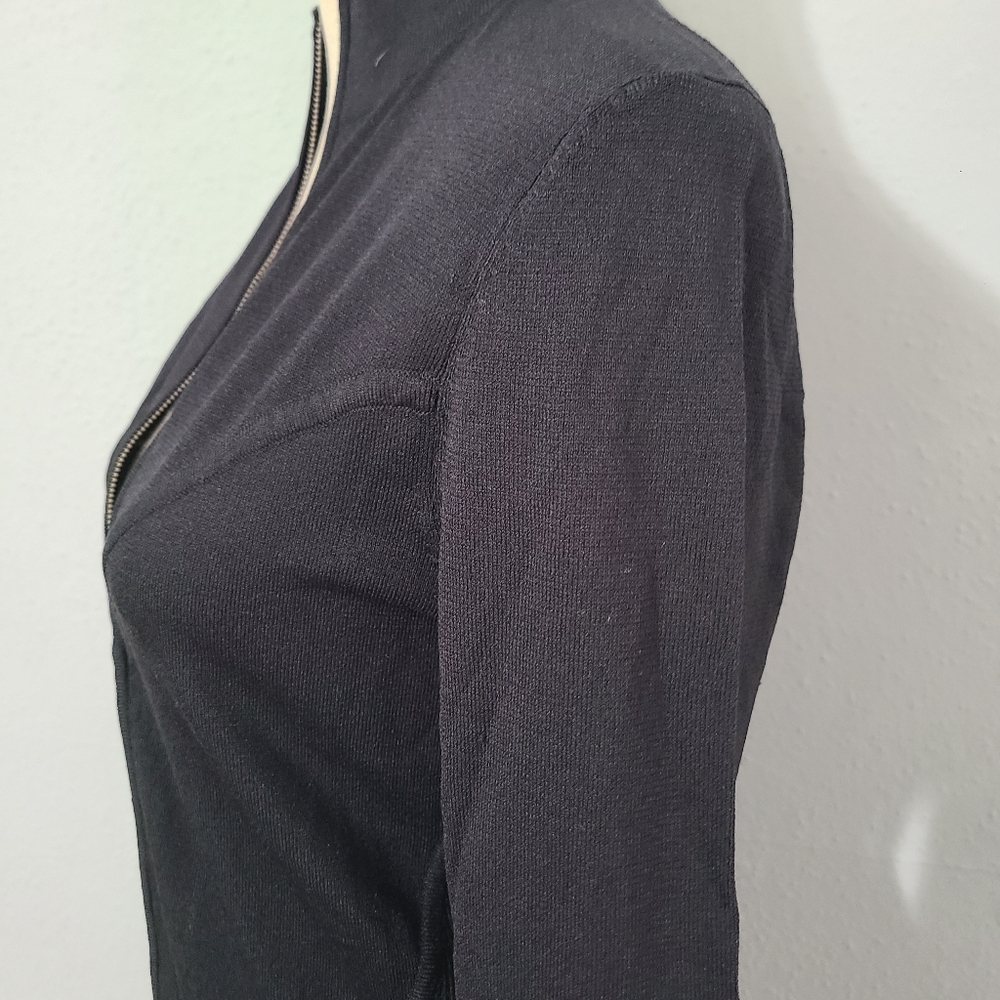 Express Juniors Long Sleeve Large Black Zip Up Sweater Y2K - Picture 4 of 10
